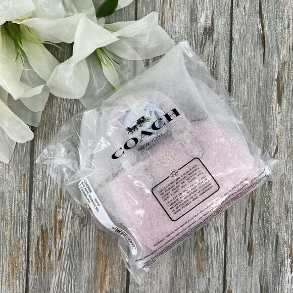 Coach Mini Rowan Bag Charm In Signature Canvas Purse Wallet Bag Powder Pink - Picture 8 of 10